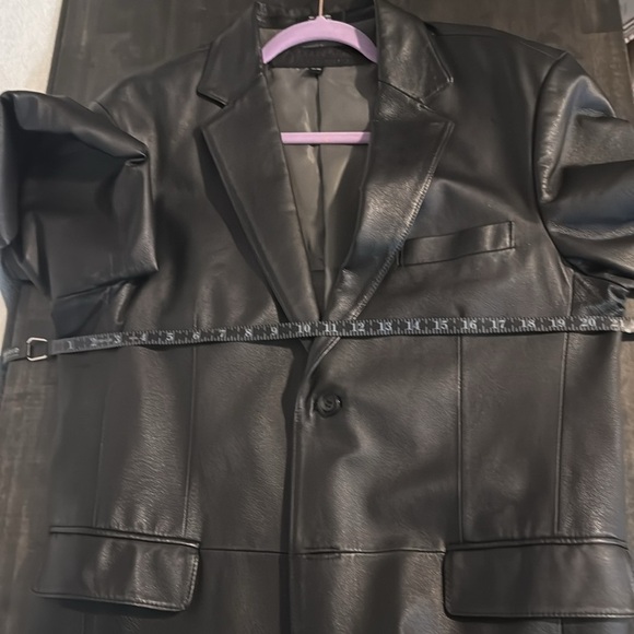 Stafford Black Leather 2 Button Blazer Sport Coat Size Medium - Picture 6 of 7
